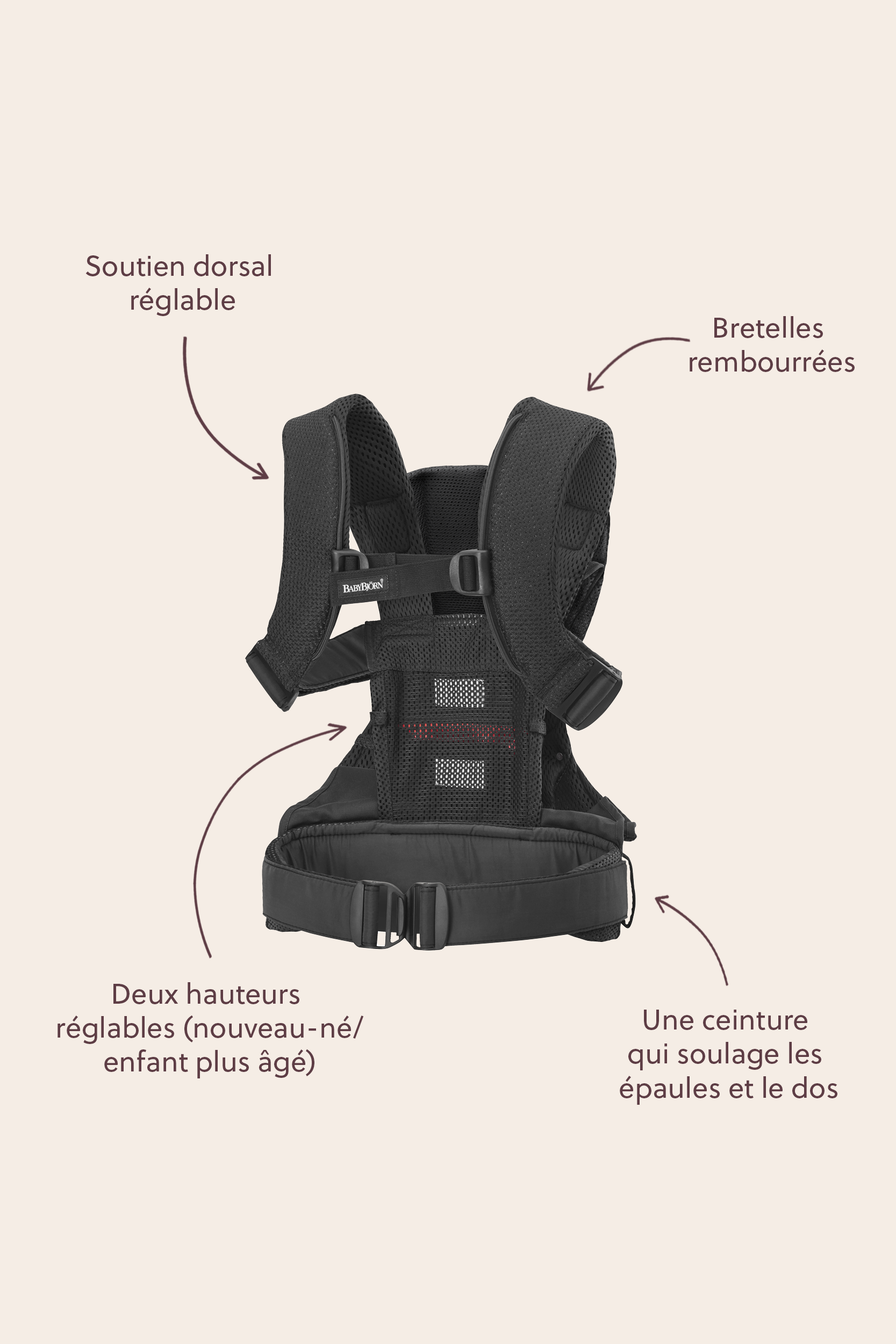 Porte-bébé One Air - Mesh 3D, Gris - BabyBjörn